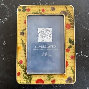 Elegance Silver Plated Zinc 4x6 Picture Frame Yellow Floral Mothers Gift